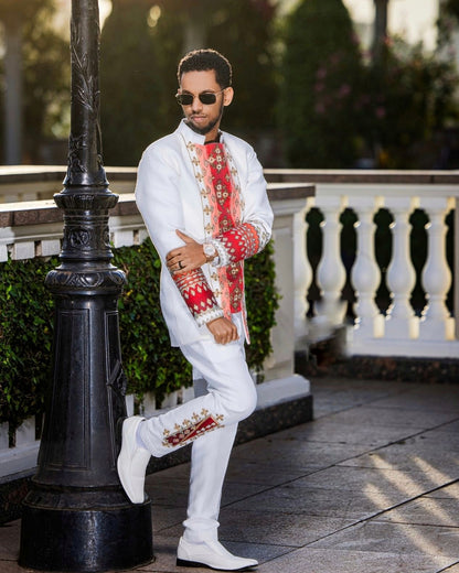 Sophisticated Men’s Ethiopian Outfit Traditional Shirt and Pants with Heritage Style 815