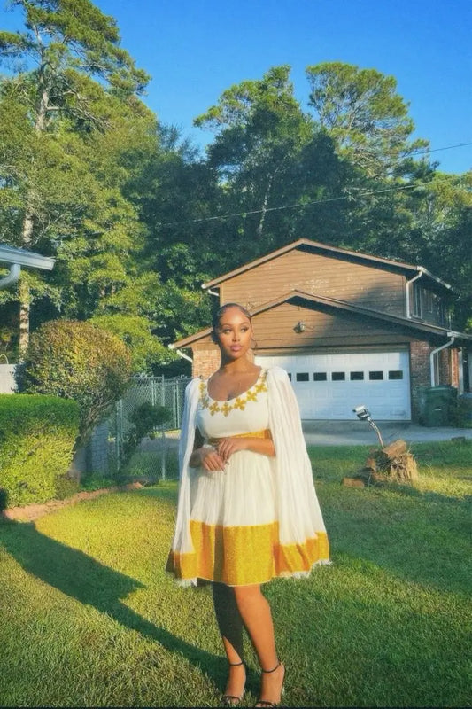 Cute Yellow Traditional Ethiopian Dress