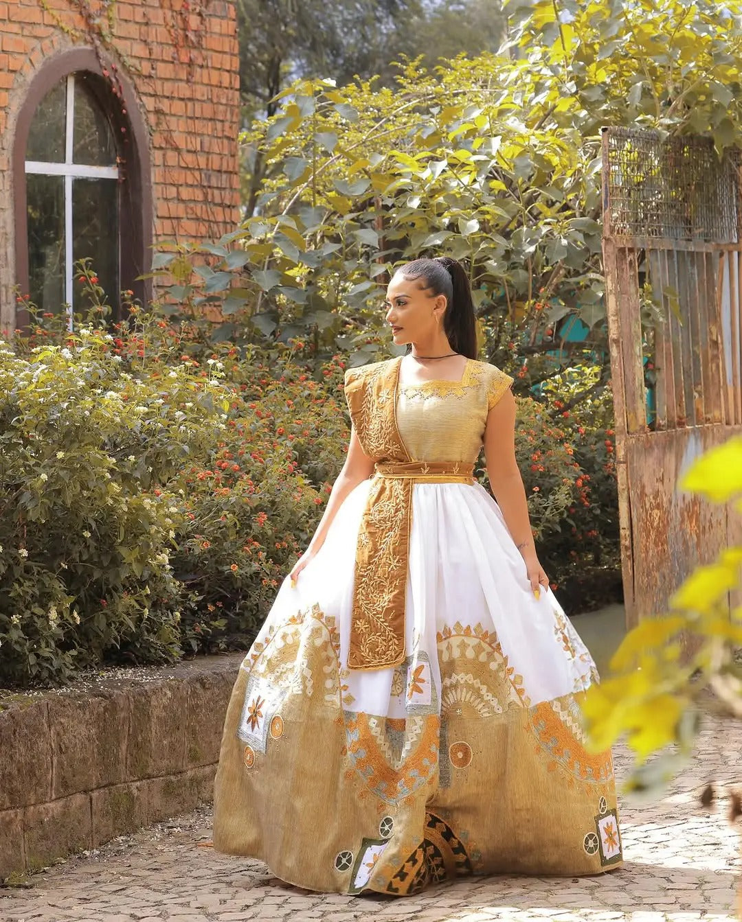 Sparkling Golden Traditional Ethiopian Dress