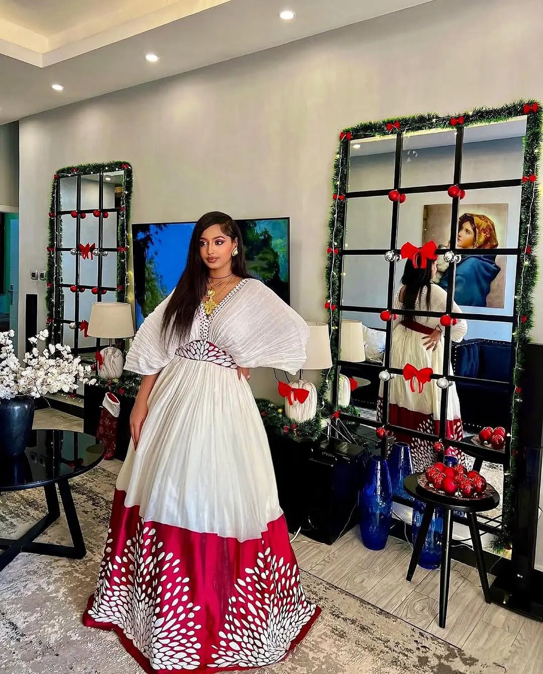 Heavenly Red Traditional Ethiopian Dress