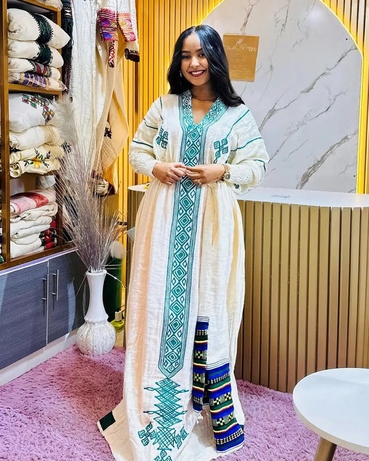 Cultural Light blue Traditional Ethiopian Dress