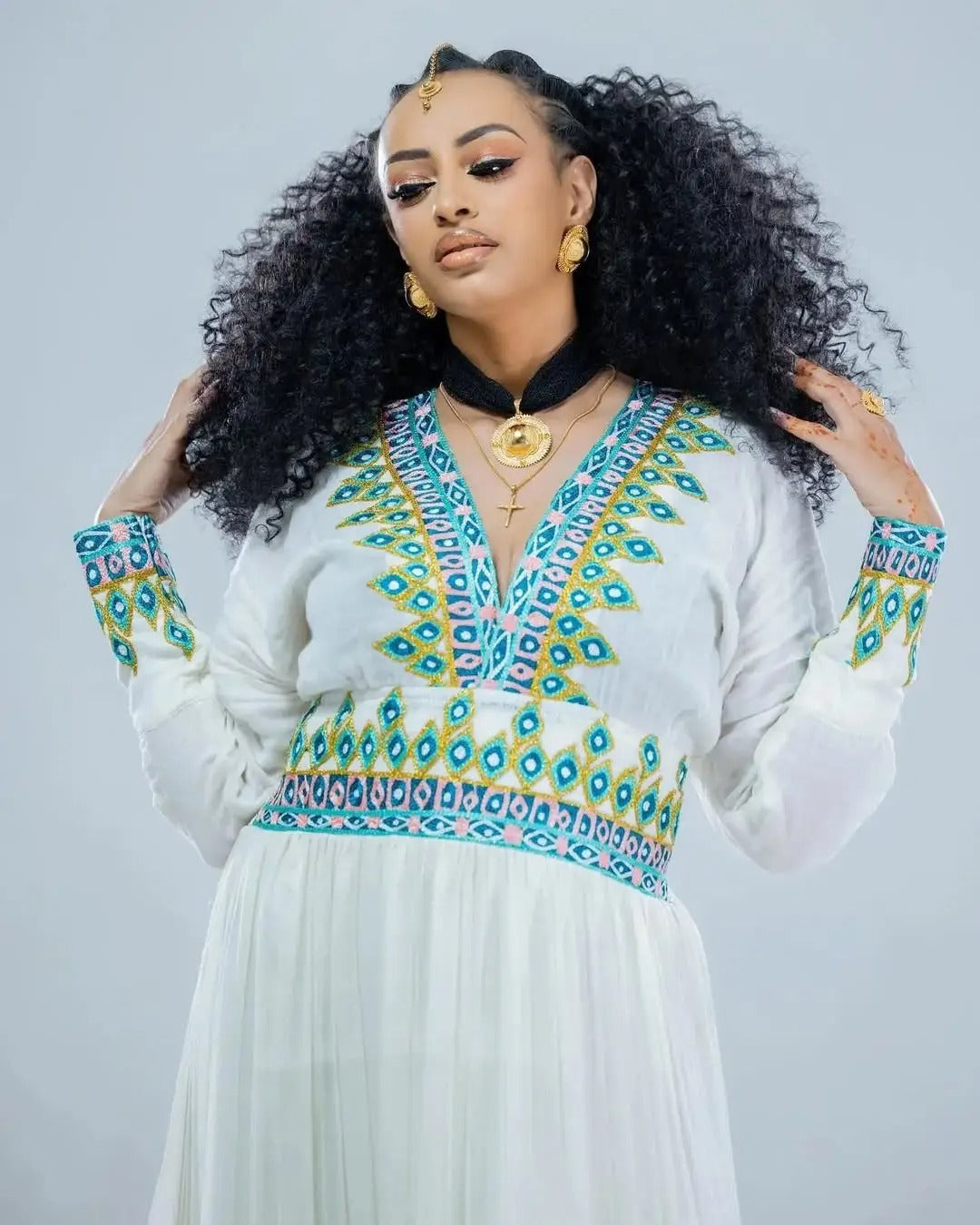 Spectacular Design on Habesha Dress Closeup