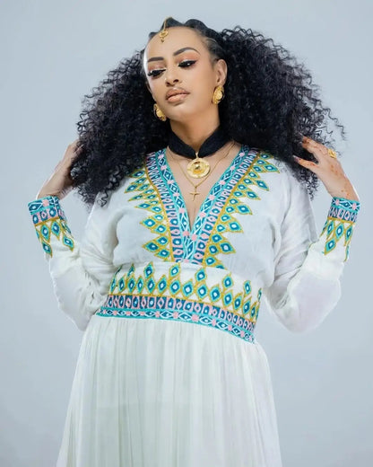 Spectacular Design on Habesha Dress Closeup