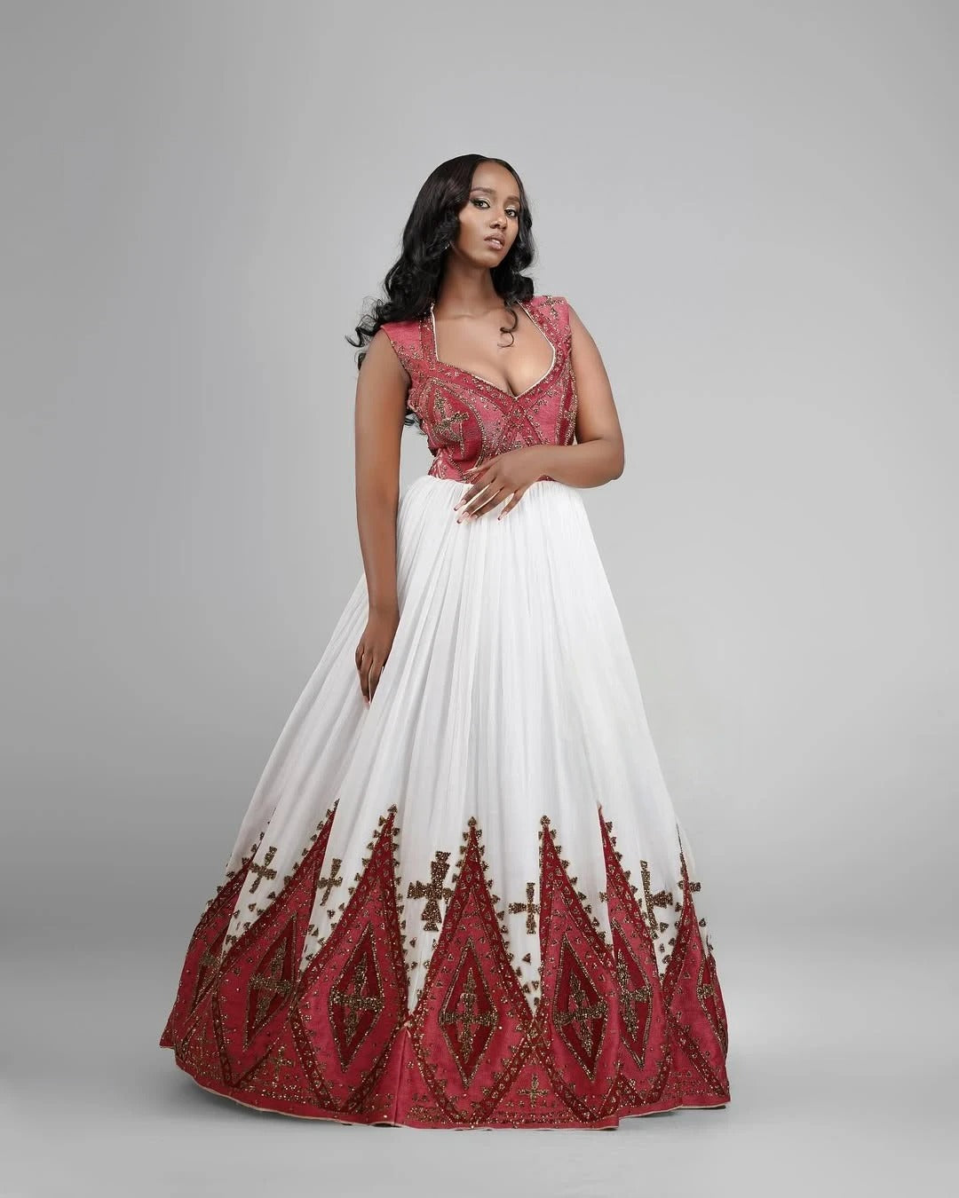 Mesmerizing Deep Red Habesha Dress: with Delightful Design Traditional Ethiopian Dress Beautiful Ethiopian Wedding Dress