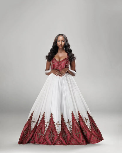 Mesmerizing Deep Red Habesha Dress