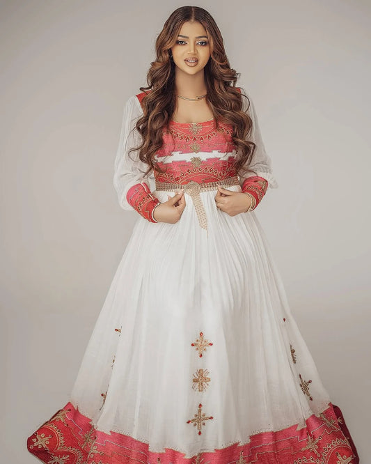 Glamourous Red Traditional Ethiopian Dress