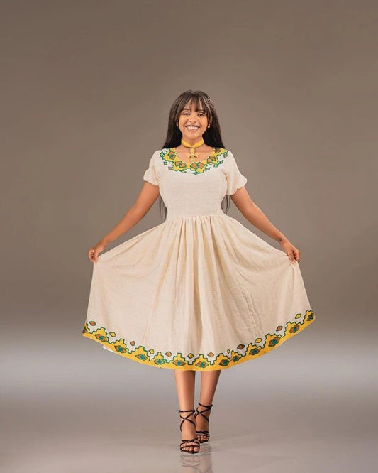 Simple Yet Elegant Yellow Habesha Kemis Timeless Style