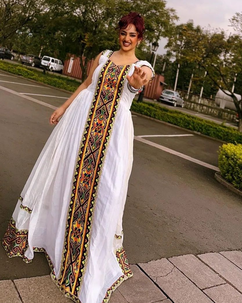 Sleeveless Habesha Dress with Admirable Traditional Embroidery