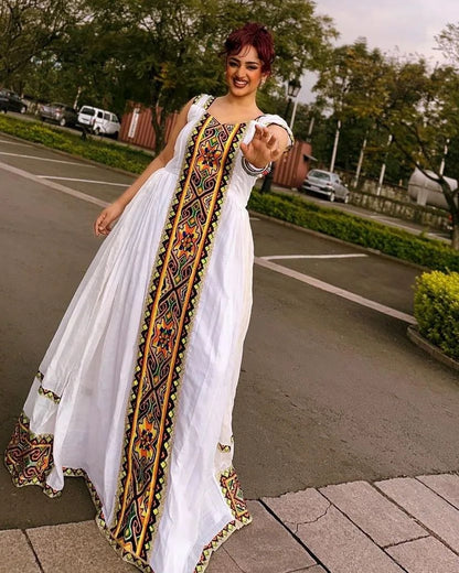 Sleeveless Habesha Dress with Admirable Traditional Embroidery