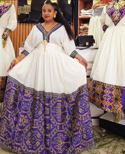 Marvelous Purple Traditional Ethiopian Dress