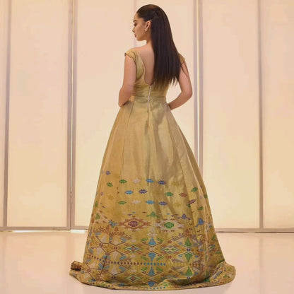 Exquisite Golden Embroidery on Habesha Dress Backside