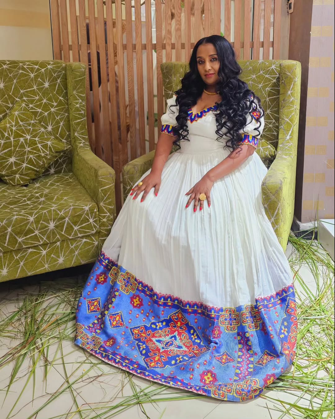 Intricate Purple Based Habesha Dress: with Colorful Embellishment Traditional Ethiopian Dress Graceful Eritrean Clothing
