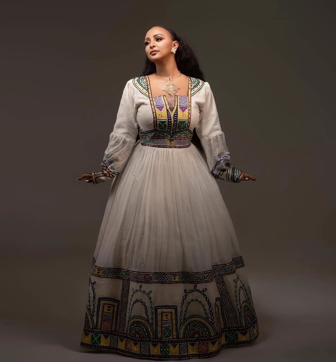 Colorful Vibrant Traditional Ethiopian Dress