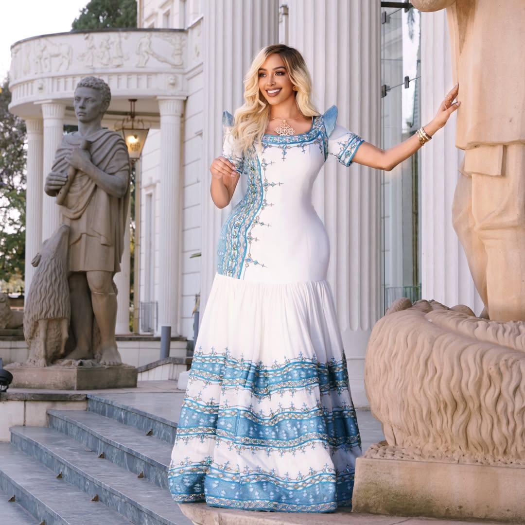 Adorable Blue Traditional Ethiopian Dress