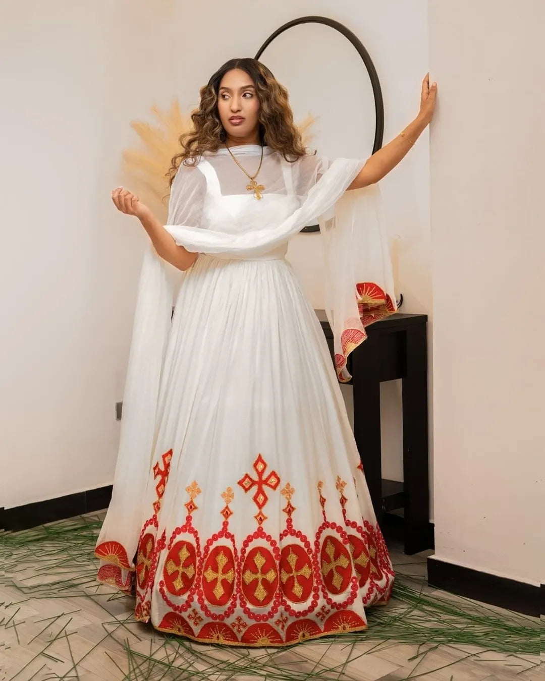 Delightful Red Habesha Dress