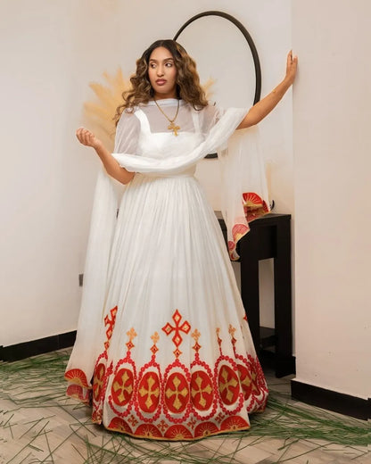 Delightful Red Habesha Dress