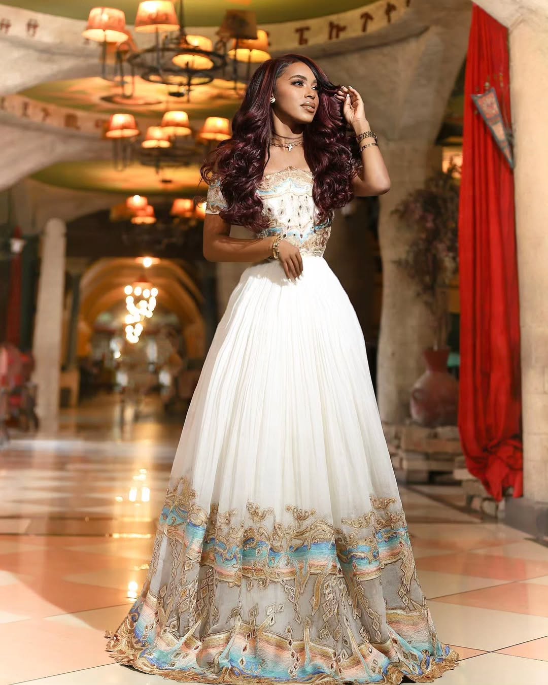 Stylish Light Color Habesha Dress Traditional Ethiopian Kemise