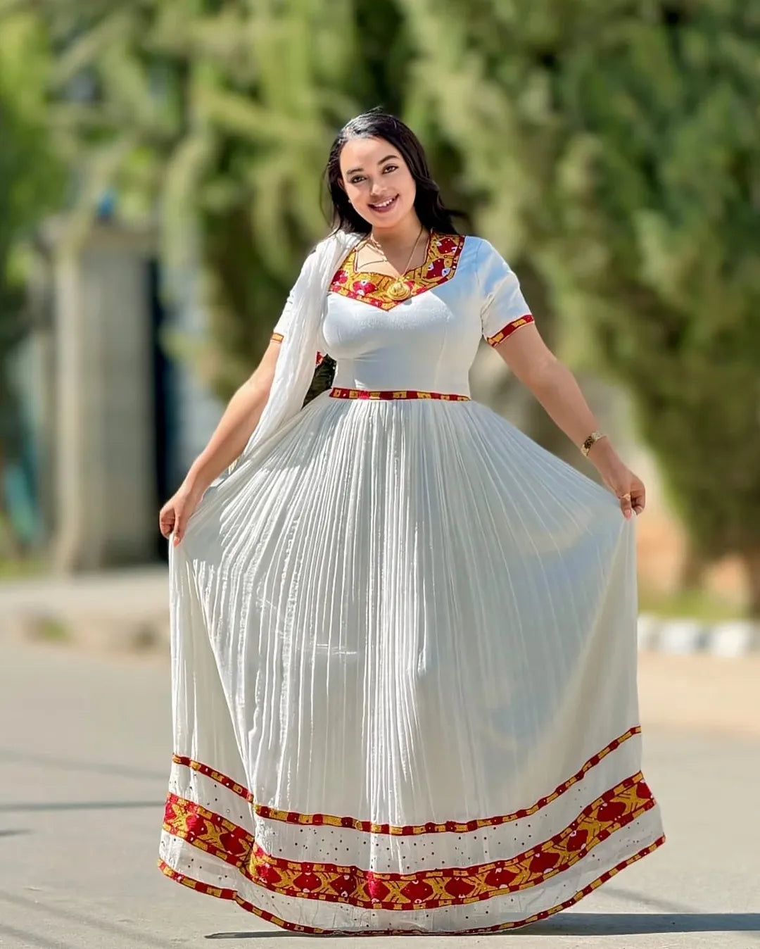 Regal Red Ethiopian Dress Design Red Tilf Habesha Kemis 