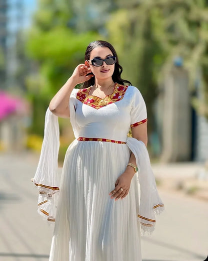 Regal Red Ethiopian Dress Design Red Tilf Habesha Kemis