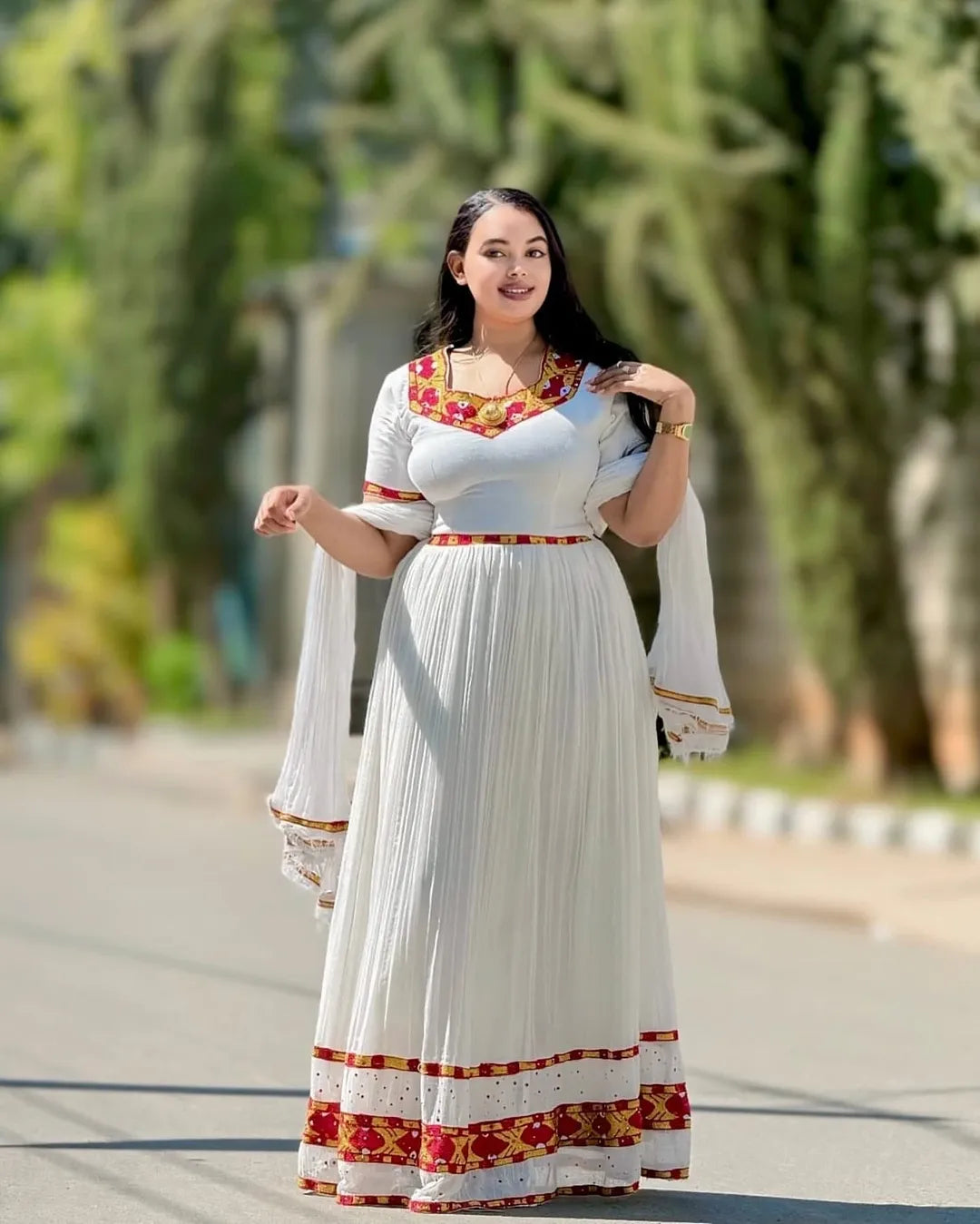 Regal Red Ethiopian Dress Design Red Tilf Habesha Kemis