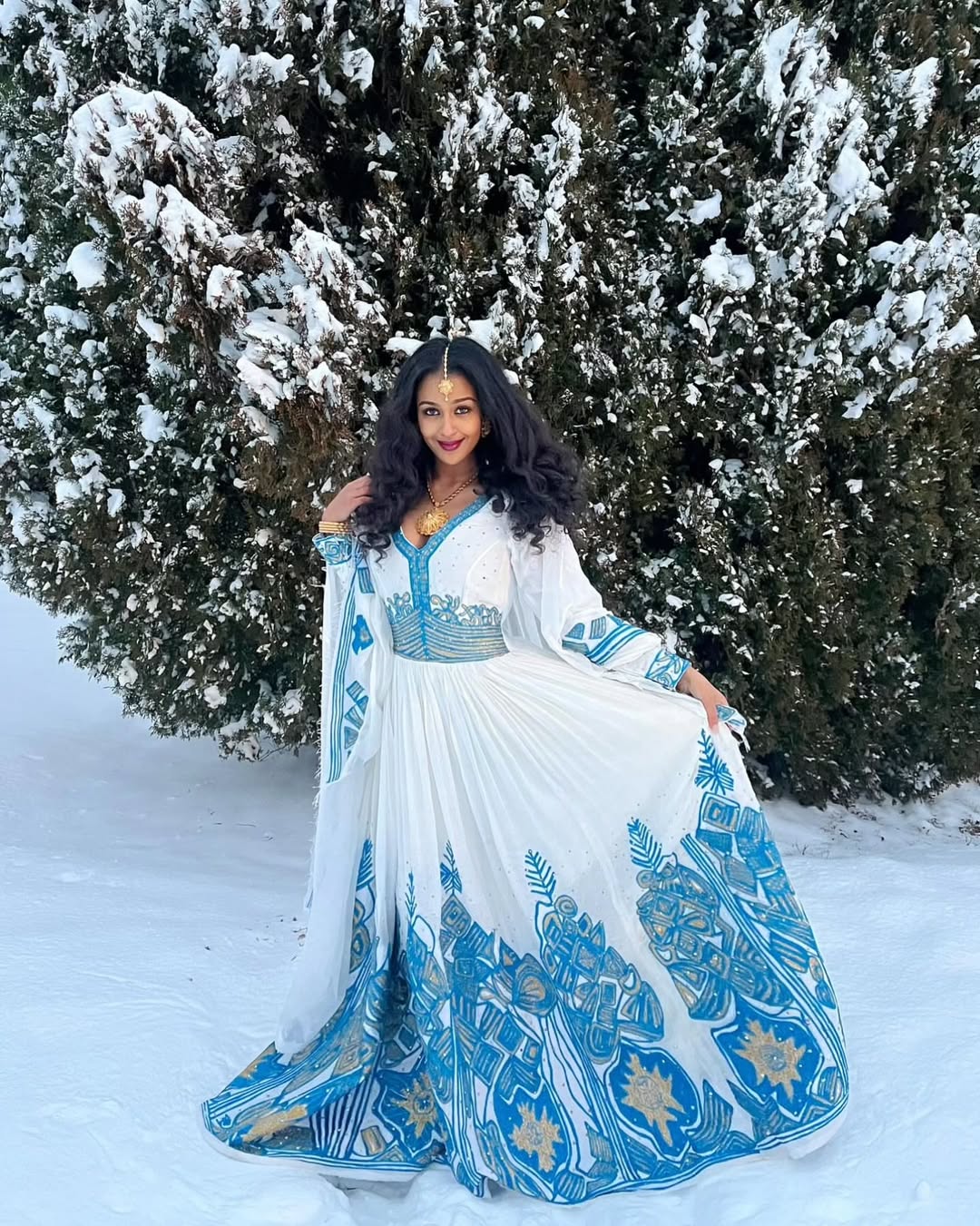 Radiant Habesha Kemis A Stunning Blue Dress for Special Occasions