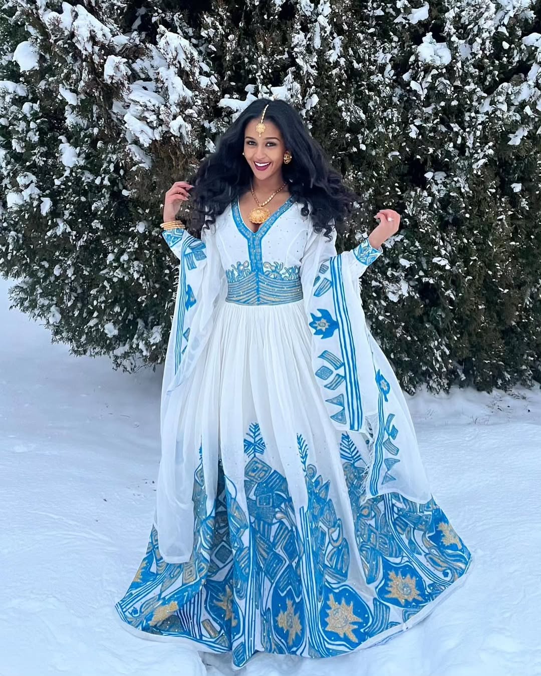 Radiant Habesha Kemis A Stunning Blue Dress for Special Occasions