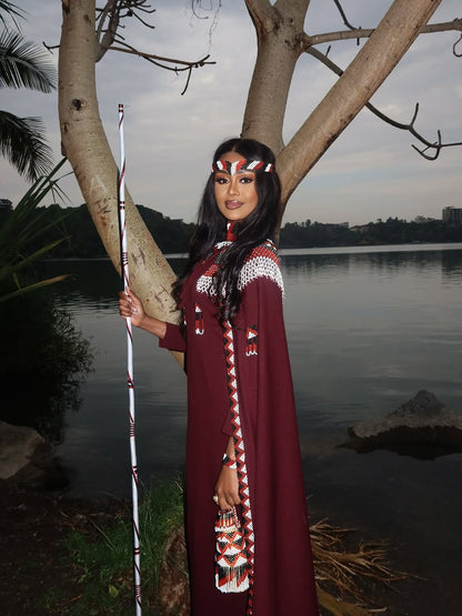 Modern Brown Oromo Kemis with Accessories  Stylish Oromo Cultural Dress