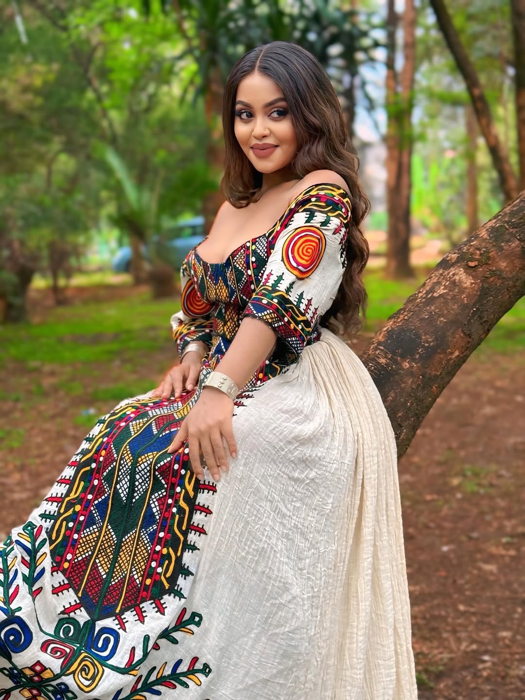 Vibrant Multi-Color Eritrean Zuira Dress Elegant Habesha Kemis