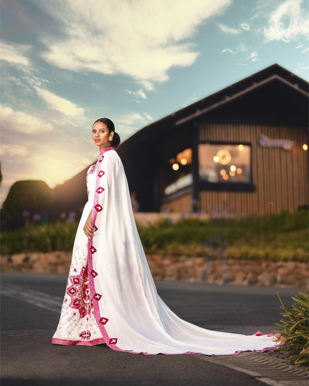 Flawless Pink Ethiopian Wedding Dress: Handcrafted Striking Traditional Habesha Wedding Gown