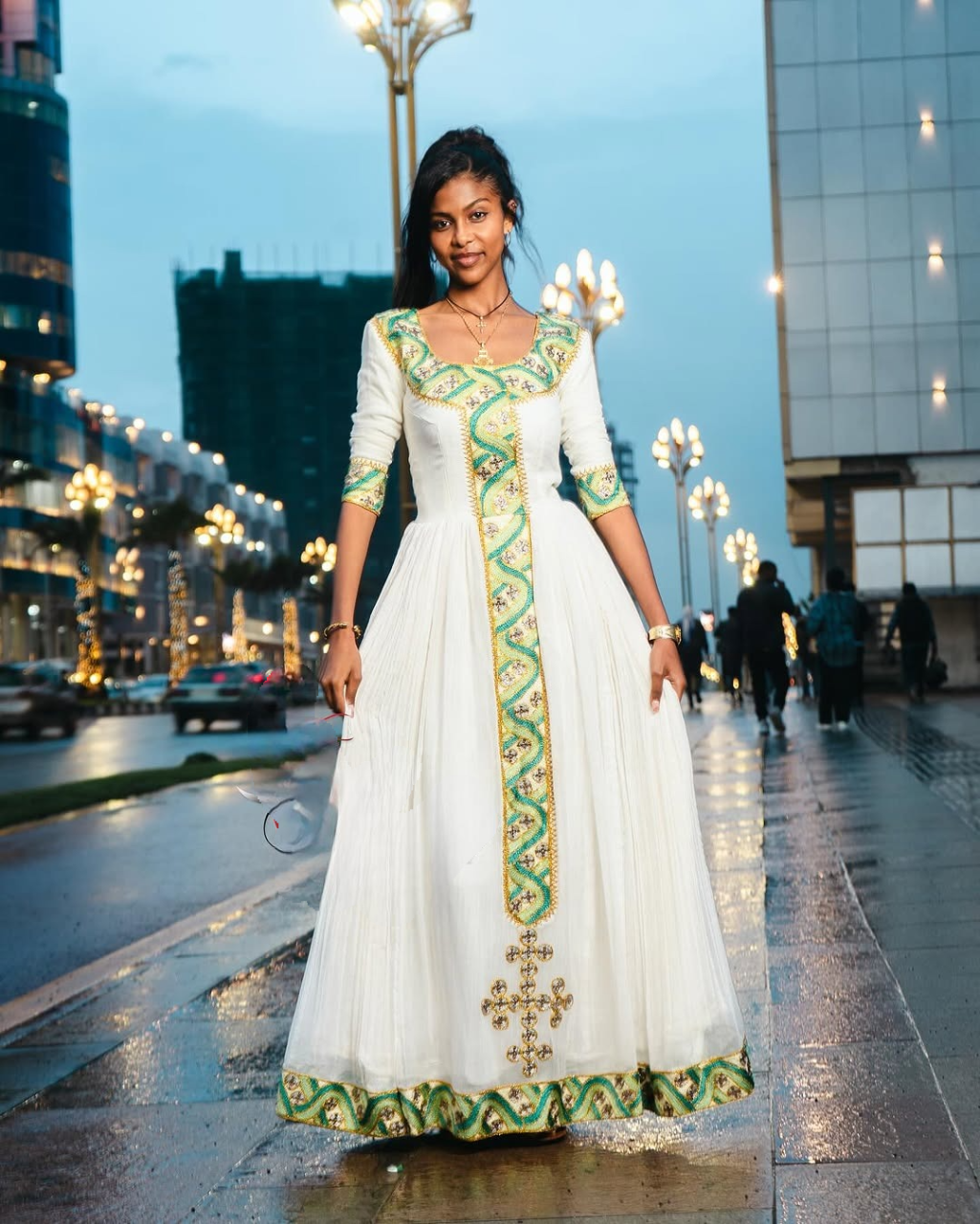 Sweet Light Green Habesha Dress: Easy Yet Beautiful Ethiopian Traditional Dress Ideal for Cultural Events Habesha Kemis