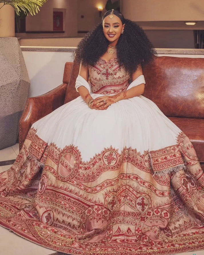 Blazing Hot Red Habesha Wedding Dress