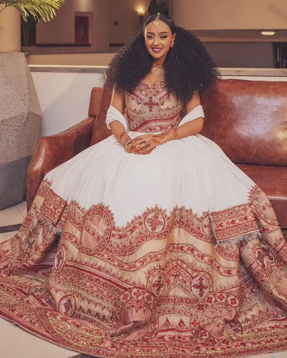 Blazing Hot Red Habesha Wedding Dress