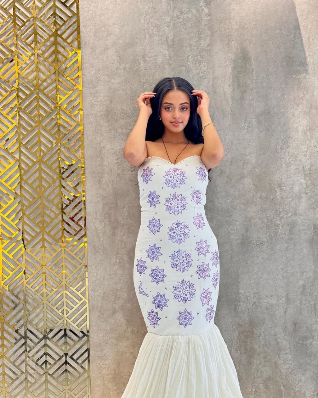 Elegant Mermaid Purple Habesha Dress: Strapless Dress with Beautiful Cape Traditional Ethiopian Clothing Modern Habesha Dress