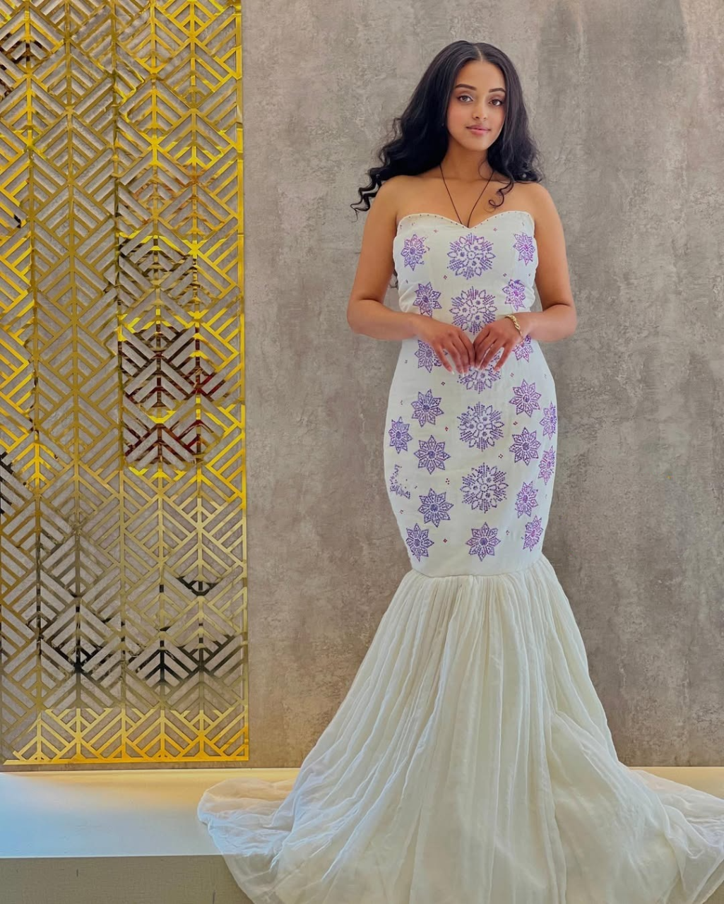 Elegant Mermaid Purple Habesha Dress