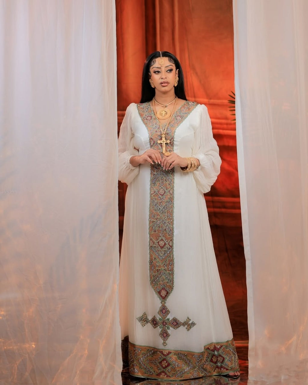 Shiny Design Ethiopian Traditional Dress Gorgeous Tilet Habesha Kemis