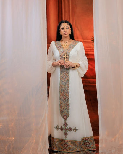 Shiny Design Ethiopian Traditional Dress Gorgeous Tilet Habesha Kemis