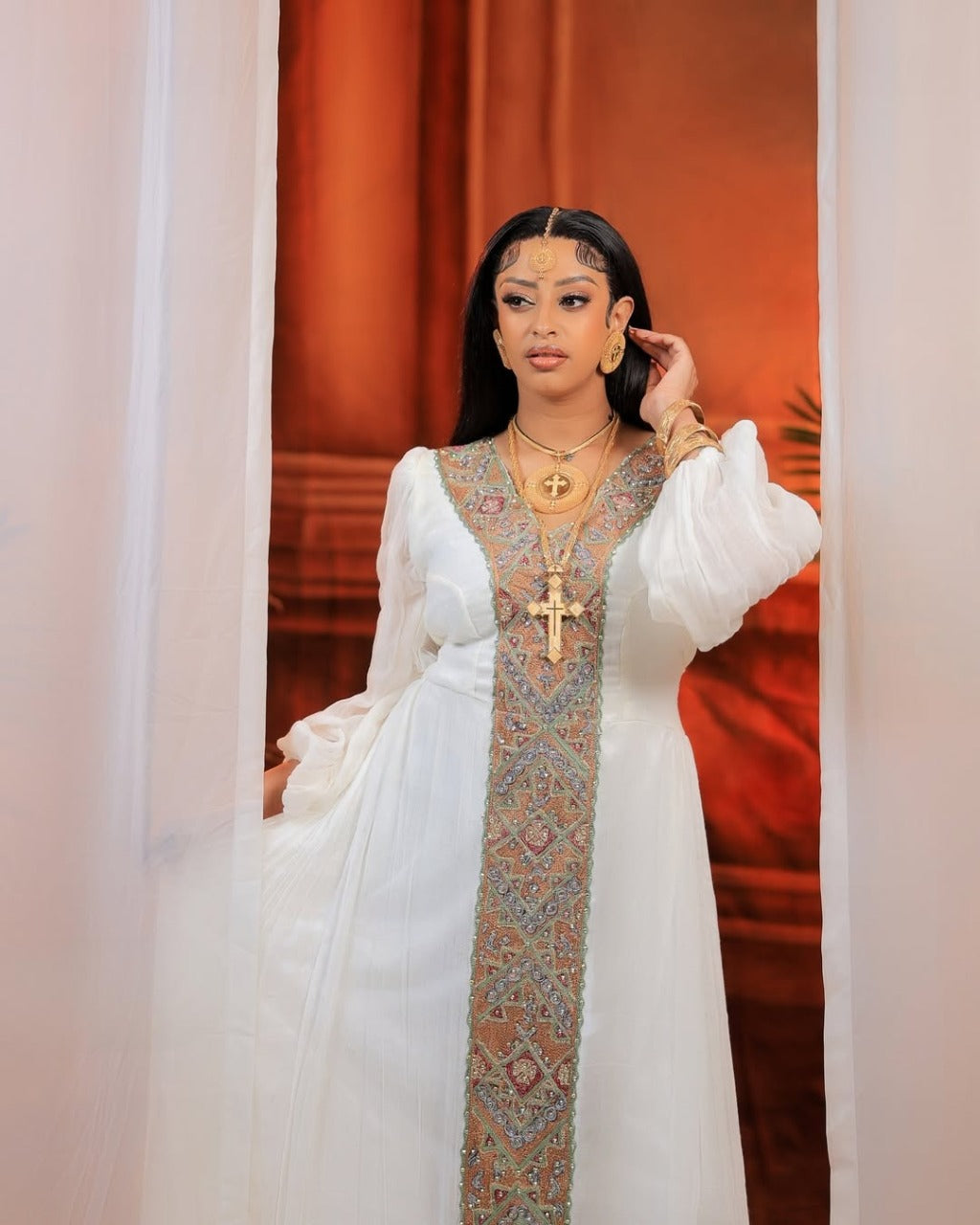 Shiny Design Ethiopian Traditional Dress Gorgeous Tilet Habesha Kemis