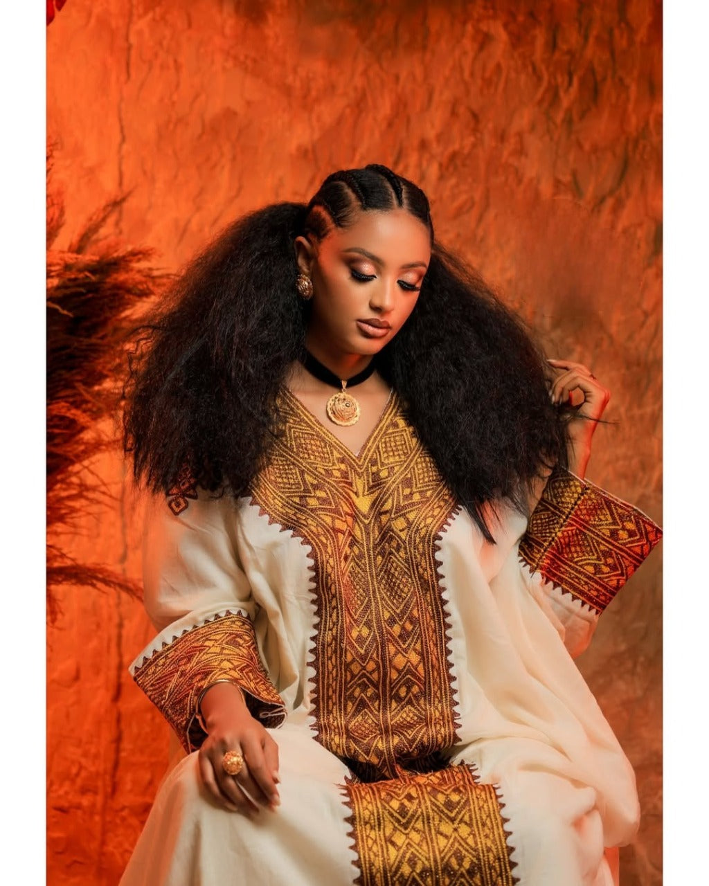 Golden Tilet Ethiopian Clothing Fetil Fabric Cultural Habesha Kemis