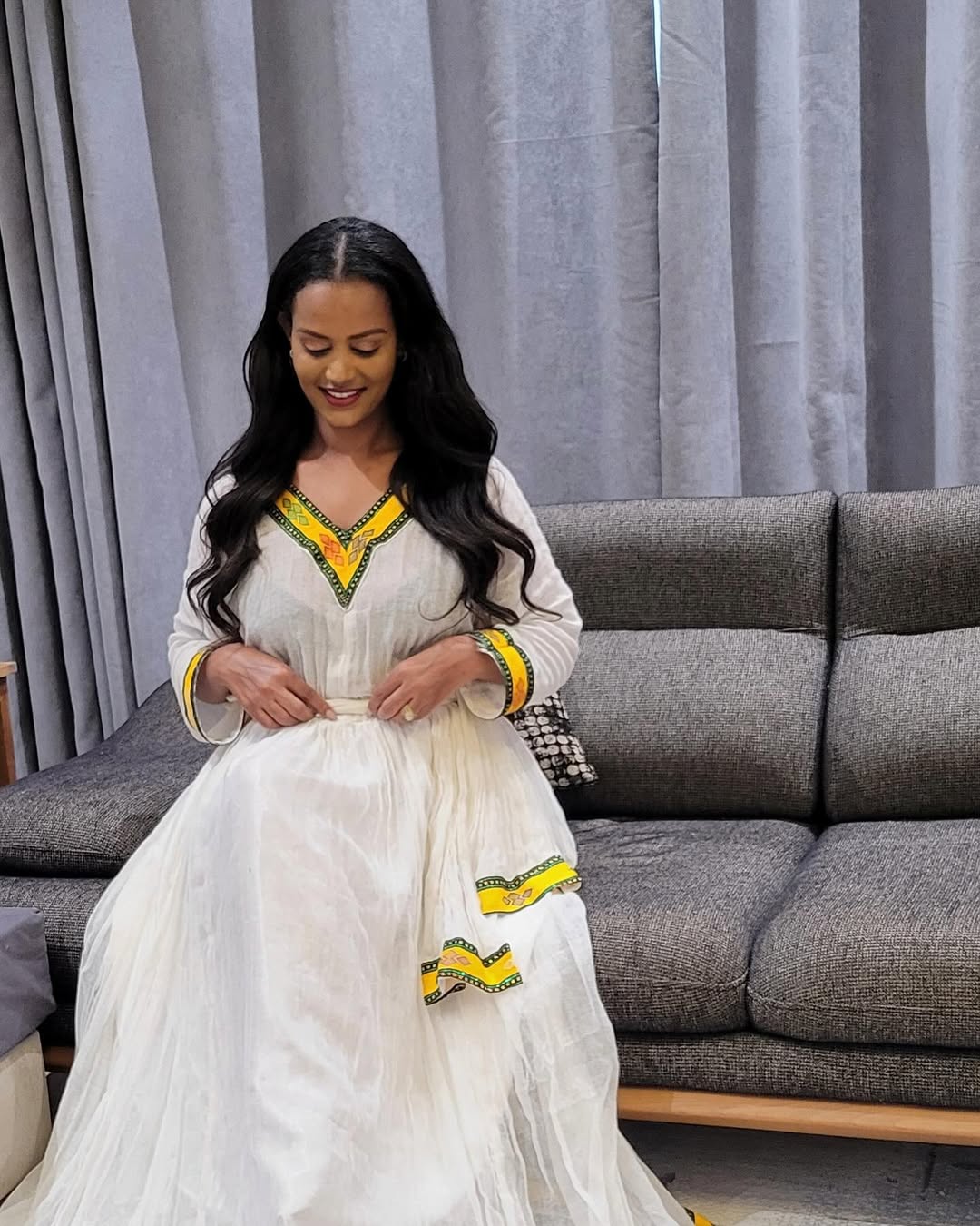 Simple Habesha Dress Yellow Habesha Kemis Minimalist Habesha Traditional Dress 0006