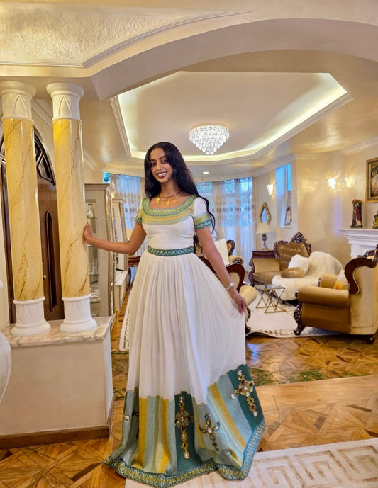 Elegant Traditional Ethiopian Wedding Dress 