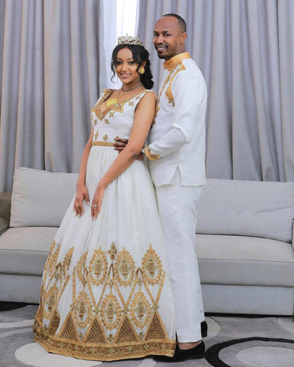 Ethiopian Elegance Unveiled: Beautiful Habesha Wedding Attire for Couples