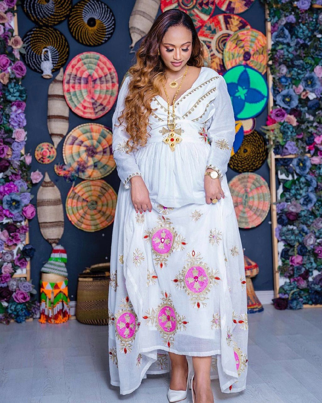 Pink Sparkle Habesha Dress Simple Habesha Kemis Ethiopian Dress Style