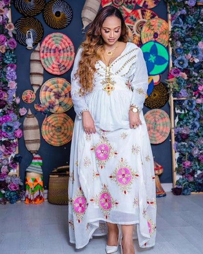 Pink Sparkle Habesha Dress Simple Habesha Kemis Ethiopian Dress Style