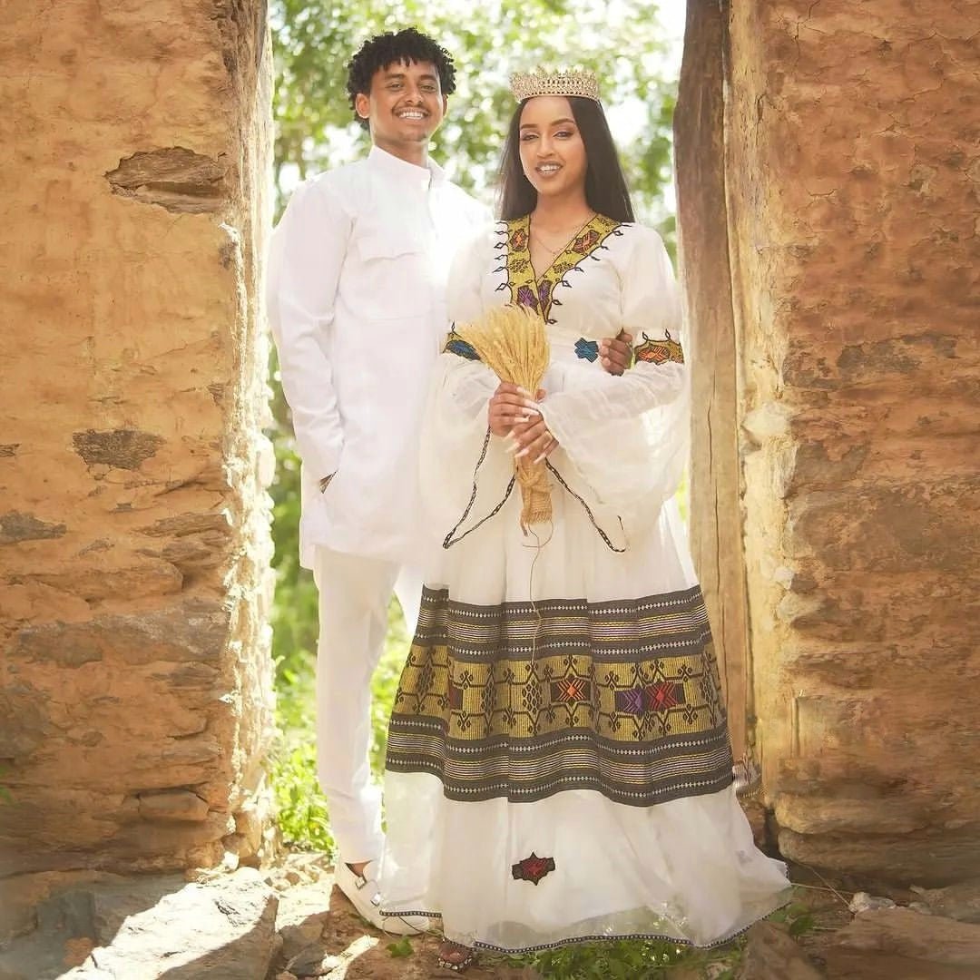 Exquisite Cultural Wedding Habesha Couples Outfit Modern Ethiopian Wedding Outfit Matching Couples Outfit