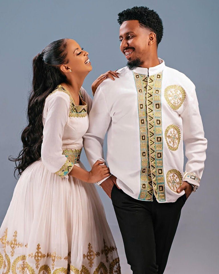 Gorgeous Wedding Habesha Couples Outfit Modern Ethiopian Wedding Outfit Matching Couples Outfit