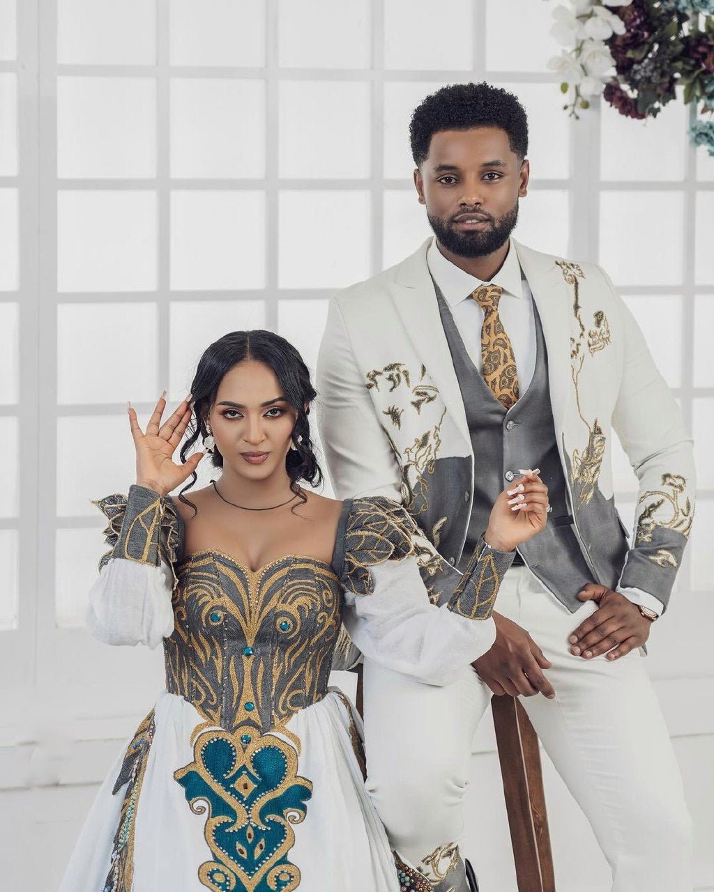 Darker Design Wedding Habesha Couples Outfit Modern Ethiopian Wedding Outfit Matching Couples Outfit