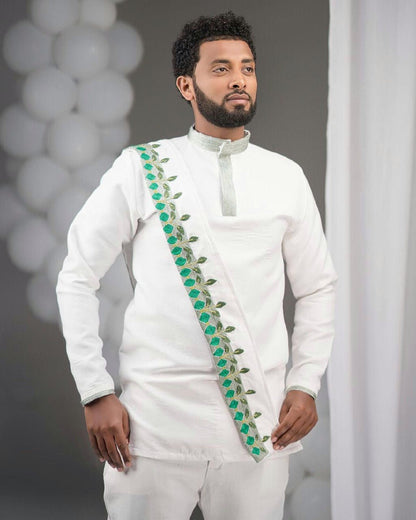 Green Wedding Stylish Habesha Couples Outfit Modern Ethiopian Outfit Matching Couples Outfit