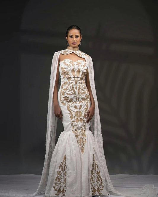 Stylish Strapless Traditional Ethiopian Dress