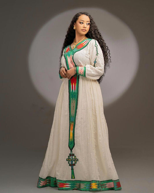 Emerald Green Design Ethiopian Traditional Dress