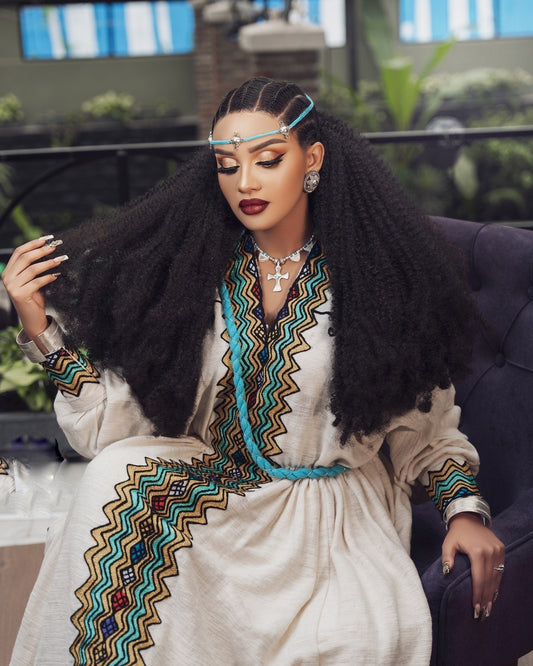 Long Sleeve Multicolor Habesha Dress | Timeless Habesha Kemis
